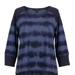 NWT Rock & Republic Blue Black Stripe Knit Top Women's XL 3/4" Sleeves